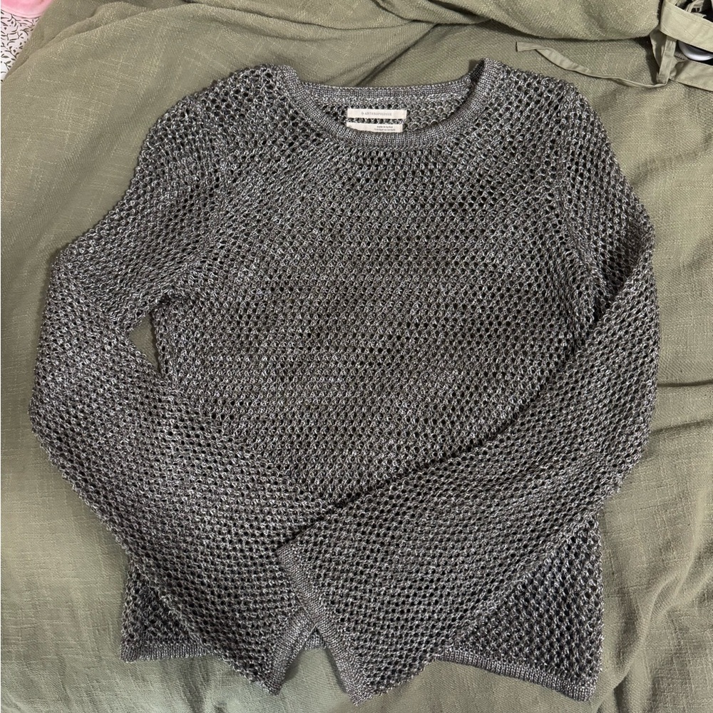Anthropologie Silver Knit Top
